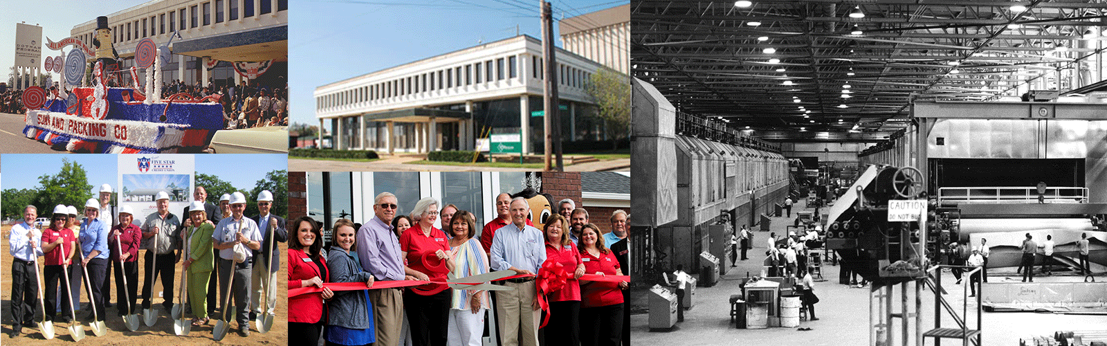 Historical look at Five Star with old photos of the paper mill and financial centers. 